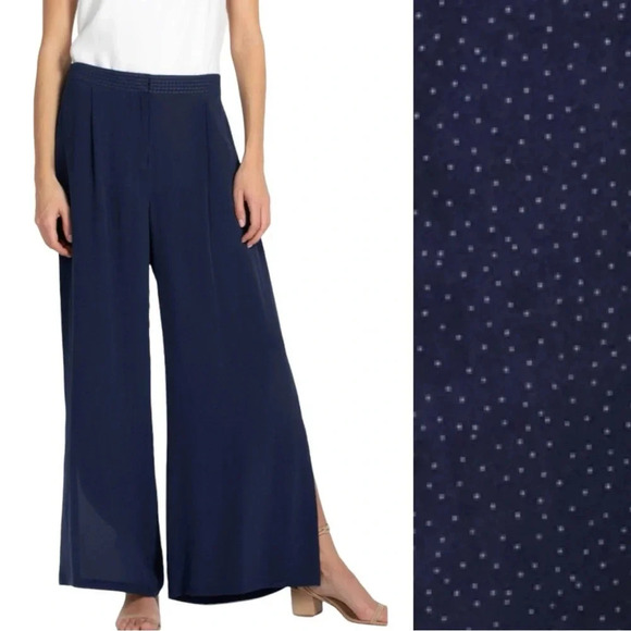 Cleobella High Waisted Wide Leg Palazzo Pants Navy Dot Size S - Picture 1 of 13